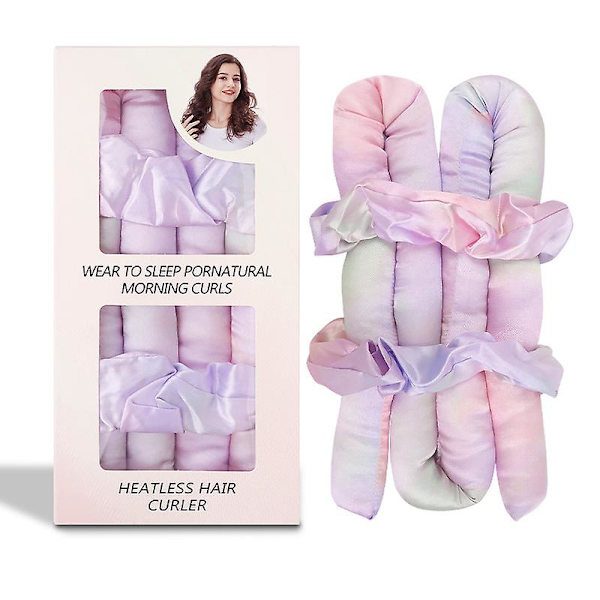 Varmefri Hårcurlere - Satin Varmefri Curling Rod Hårbånd Natlige Krøller, Ingen Varme Varmefri Curling DIY Hårrullehårstylingværktøj c
