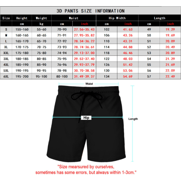 Snabbtorkande lösa 3D tecknade strandbyxor par outfitshorts E L