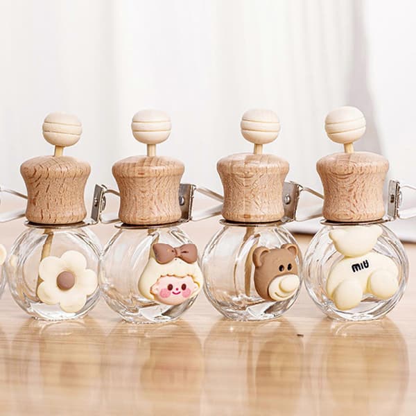 Auto Vent Udluftnings Ornament Mini Parfumeflaske med Søde Blomstermønstre miu bear