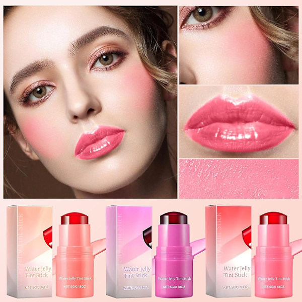 Milk Water Jelly Lip Tint, Water Jelly Tint Stick Läppstift, 2024 Nytt Transparent Läpp- & Kindfärg - Uppbyggbar Vattenfärgsfinish Läppglans c