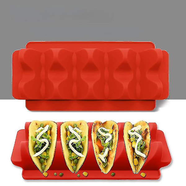 Taco Holder Stativer, Silikon Taco Bakke Plader Holder Op Til 3 Eller 4 Tacos Hver, Taco Stativ Stativ Bakke red s