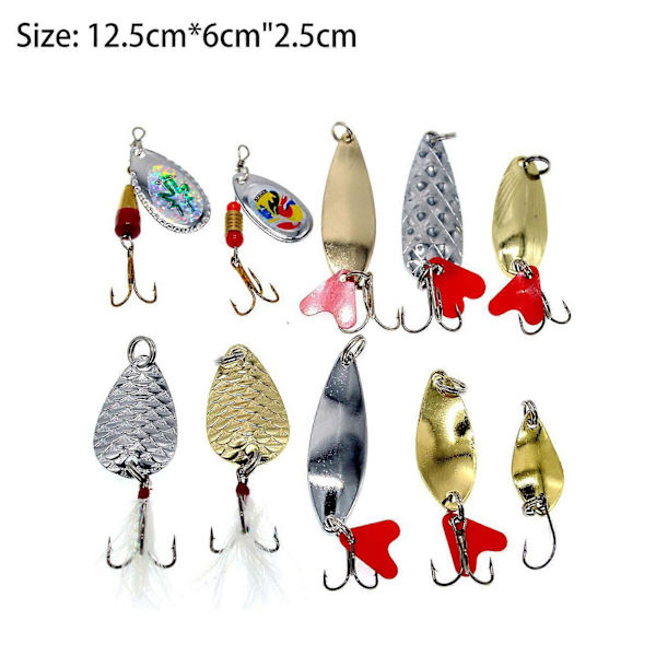 10 stk. Fiskeskeer Lokker & Agner Holdbare Hård Metal Spinner Agner til Ferskvand & Saltvand 3