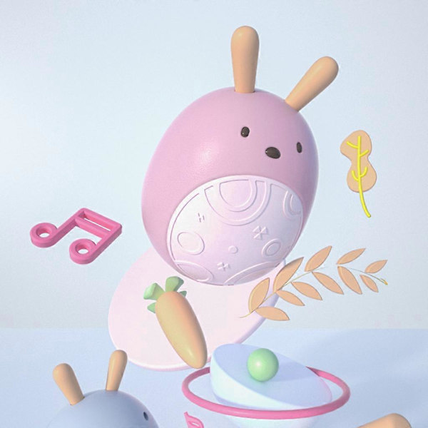 Söt Kaninformad Snurrmusik Tumlare Baby Skramla Toddler Leksak Doll blue