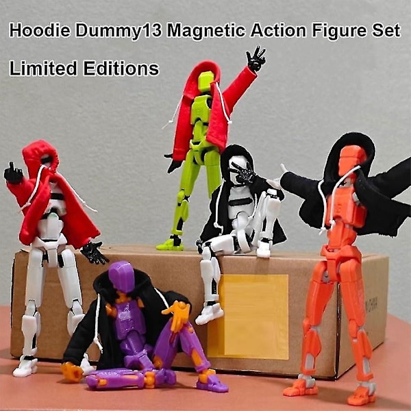 Limited Edition - Hoodie Dummy13 Magnetisk Actionfigur Sæt, T13 Actionfigur Sæt, 3d Printet Multi-leddet Poserbar Robot Med Stativ, Cool Desktop Til