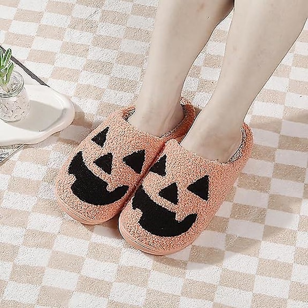 Halloween-tossut, Kurpitsatossut Liukumattomat Naisten Kotitossut, Puuvillaiset Kurpitsatossut Pehmeät & Lämpimät Talveksi Kotiin red ghost size-40-41