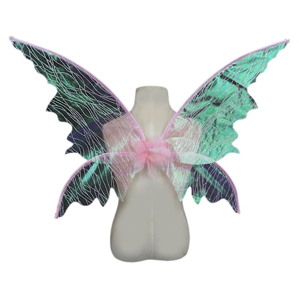 50% RABATT, Festtillbehör - Fjärilsvingar Jul Födelsedag Dekoration Justerbar Organza Färgglada DIY Glittrande Genomskinlig pink