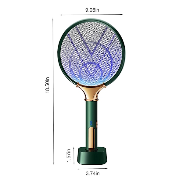 Elektrisk fluesmekker, elektrisk, myggfellelampe & racket, myggdreper flue med lilla lyslokker for hjemmet innendørs utendørs