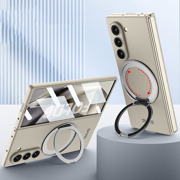 Magnetiskt Skal för Samsung Galaxy Z Fold 6 Kompatibelt med Magsafe, Inbyggt Skärmskydd Smalt PC Stötsäkert Skal titanium gray
