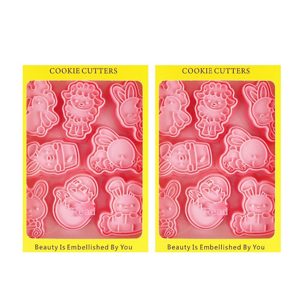 2 Sæt Mini Dyr Mønster Kanin Cookie Cutter Tegneserie Toast Biscuit Stemplet Kage Bage Dekoration Form