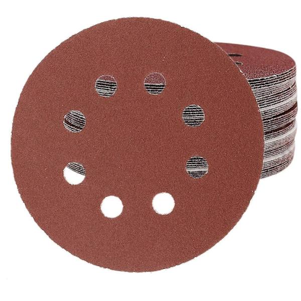 50 st 125 mm 8-håls slippappersskiva, 5 tum 120 korn Häftande slippapper