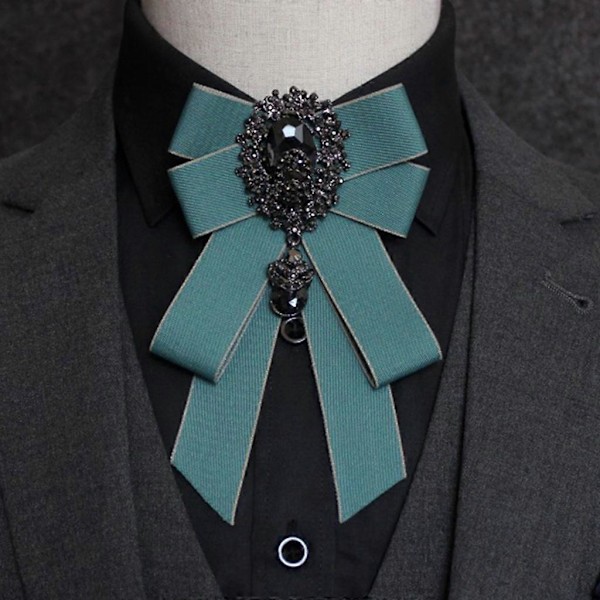 Modeband med rosett, strasskristall, brosch, nål, justerbar fluga för bröllop blue