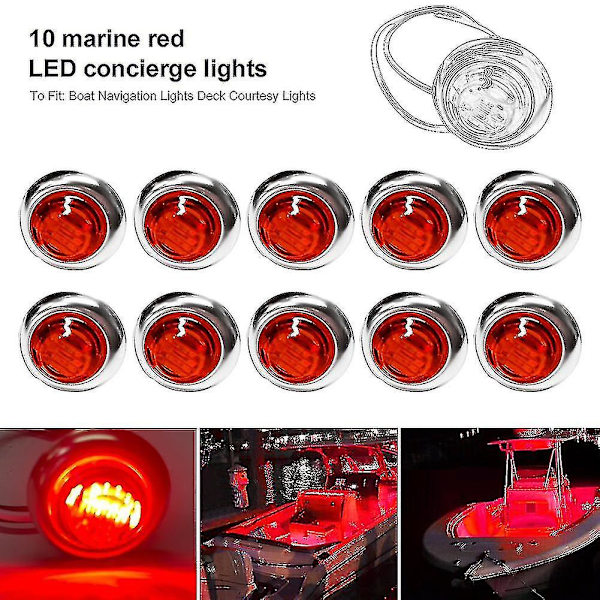 12v-dc 10 kpl Led-merivalovene, vedenpitävä 3 Led-kansivalo 3/4&quot; pyöreä veneen sisänavigointivalo sininen red