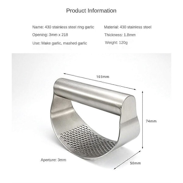Rostfritt Stål Vitlökspress Ring Vitlökspress Manuell Vitlökspress 3pcs