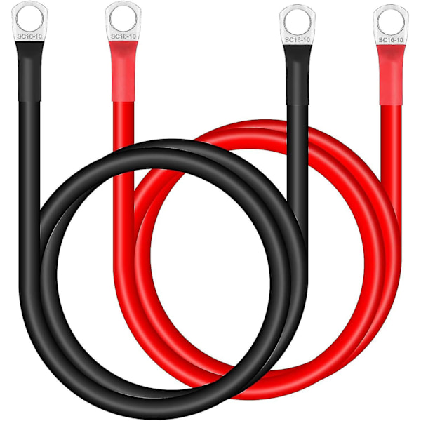 Auton akun kaapeli, 2 kpl 16 mm 5awg akun kaapeli punainen ja musta invertterikaapeli, akun kaapelit 12v raskaaseen käyttöön autoon, kuorma-autoon, moottoripyörään, aurinkoon, matkailuautoon, Ma
