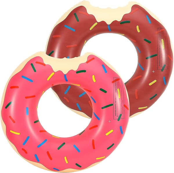 Oppustelig pool float, [2-pak] Sjov strand flyde legetøj sommer svømmepøl float ring flyde, Donut form oppustelige pool rør svømme float tu