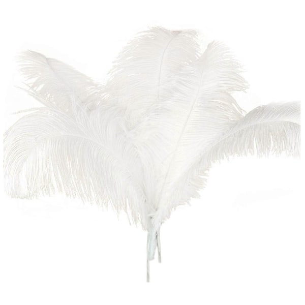 10 stk. Naturlige Strudsefjer Bryllupsfest Dekoration Hvid 45-50cm