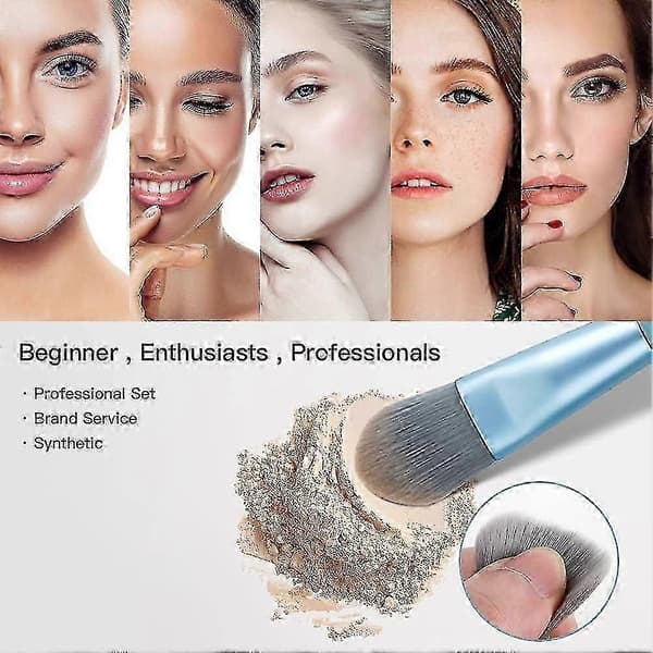 Wechip 8 stk. Mini Makeupbørstesæt - Premium Syntetisk Foundationbørste - Pudder Concealerbørste - Makeupbørster