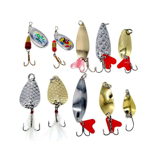 10 stk. Fiskeskeer Lokker & Agner Holdbare Hård Metal Spinner Agner til Ferskvand & Saltvand 3