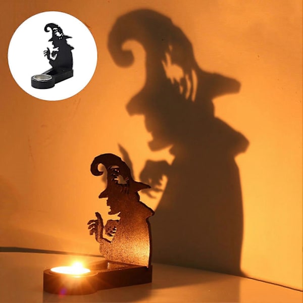 Halloween Ljusstake Unik Skugga Dekor Tealight Ljusstativ Bord Ljusstake Centerpiece Spöklik Atmosfär Prop -CHN a