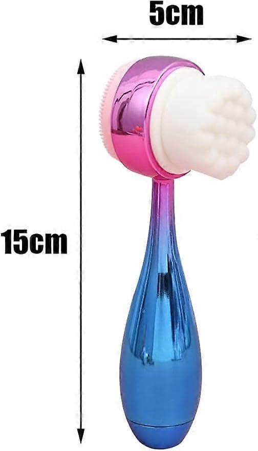 Dobbeltsidede eksfolierende bløde læbebørster 3D manuel ansigtsrensebørster til ansigtsrensning, pink, blå, 2 stk.