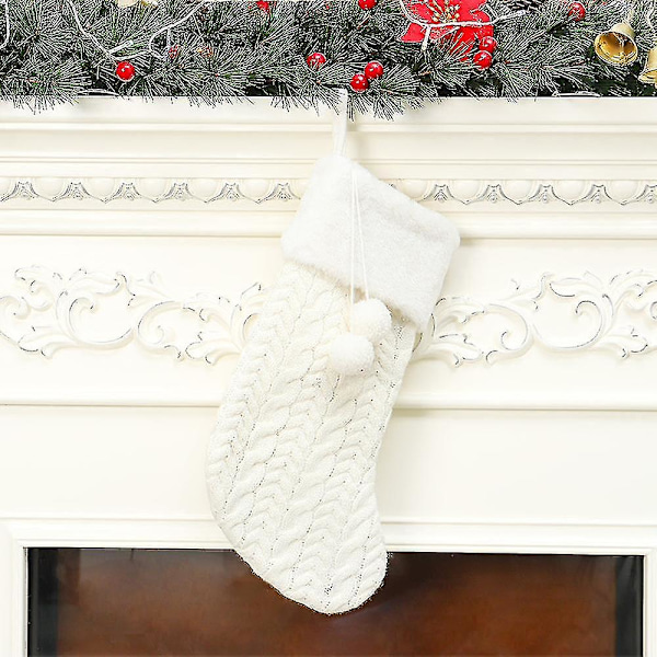 Luftig Pompomboll Julstrumpa, Julgransdekoration Festivalfest Ornament white