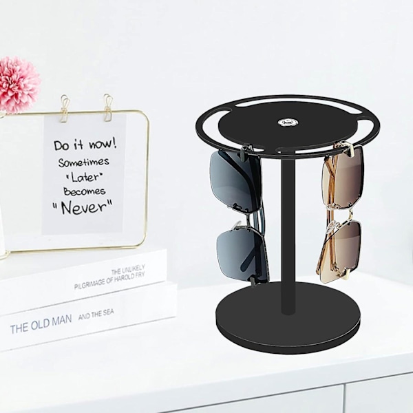 1/2 stk Solbriller Holder Stativ, Solbrille Opbevaring Stativ 360 Grader Roterende Briller Display Akryl Solbriller Holder Organizer black
