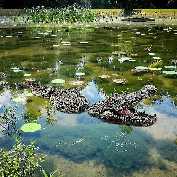 Flytande alligatorhuvud Decoy Alligator Utomhusstatyer Flytande krokodil för gåskontrollfalsk Gator Avskräckande Ducksswamp Gräsmatta Krokodil Damm D