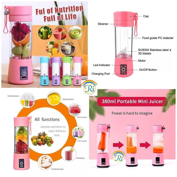 Mini Bärbar Kopp-Saftpressare Elektrisk Mixer Matberedare Smoothie Maker Mixer blue