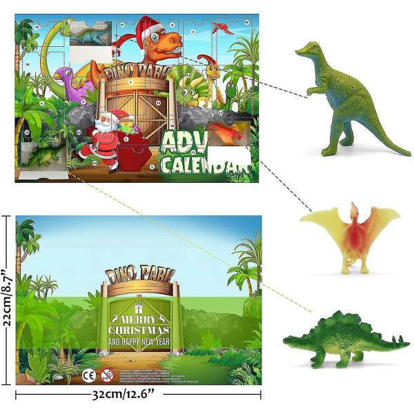 Dinosauradventskalender for drenge 2023 jul, 24 dinosaurfigurer Legesæt Nedtællingsdage til juleferie, Xmas Surpri Styles 1