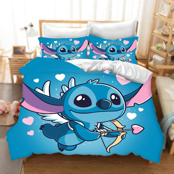 Ønske Stitch 3D digital trykk dynetrekk, laken, tredelt sengetøysett 28 155*220
