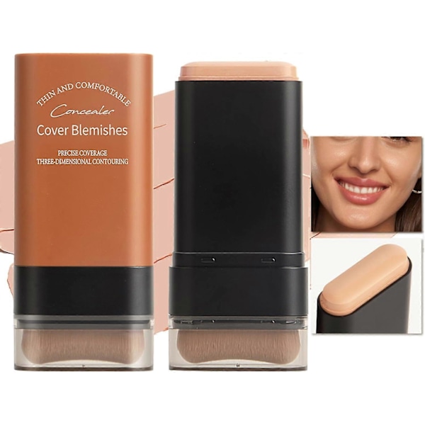 Foundation Stick for Ansikt, Multi-Bruk Foundation Stick med Innebygd Foundation-Børste, Lett Byggbar Medium til Full Dekning color 03