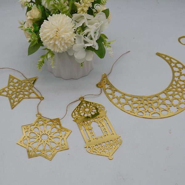 Eid Mubarak -koristeet Ramadanin koristeet Mubarak Eid -riipukset Ramadanin kuun ja tähden merkit kotiin Eid-juhliin silver c