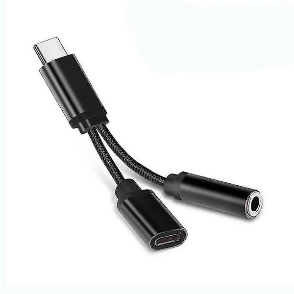 Usb-c-tyyppi C - 3,5 mm:n Aux-liitäntä latausääniadapteri 2-in-1-jakosovitin -GSL gold