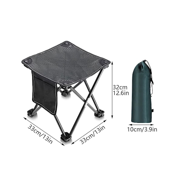 50% RABAT, Foldbar Skammel Sæde Bærbar Teleskopisk Camping Fiske Rejse Stole black 33cm