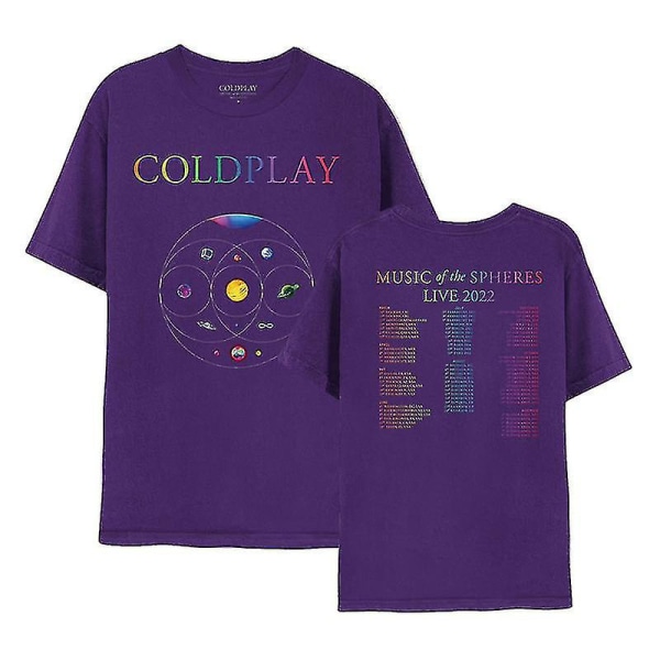 2024 T-paita COLDPLAY World Tour T-paita, Y2K T-paita miehille ja naisille Purple S