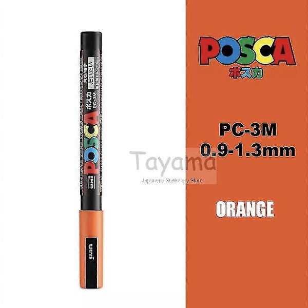 1 kpl Uni Posca Pc-3m Maalauskynä - Erittäin ohut kuulakärki 0,9-1,3 mm Taidekynät Vesipohjainen 24 Väriä Saatavilla - Taidekynät - orange