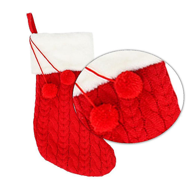 Luftig Pompomboll Julstrumpa, Julgransdekoration Festivalfest Ornament red