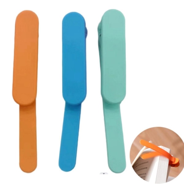 Smart Bogmærke, Bogmærker til Læsning, Silikon Bog Holder Tilbehør Fleksible Sideskift Unikt Design til Læseelsker orange-blue-green