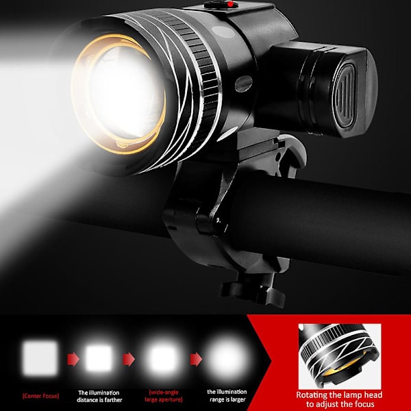 T6 LED MTB Sykkel Bak- og Forlykter Sykkelhovedlys USB Oppladbar individual headlight