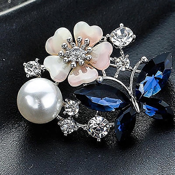 Högkvalitativ Bröstnål 5 Färger Vacker Brosch silver white   blue