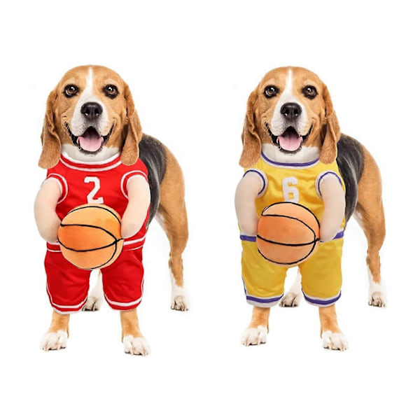 Basketballspiller Hundekostyme, Hundebasketballkostyme med Ball, Små og Mellomstore Hunder red s