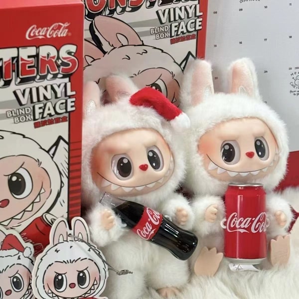 Monsters' Excitement Macaron Plysjdukke Håndlaget Leketøy Blindboks Ekte POPMART Monsters Labubu Coca-Cola Plysj Blindboks Håndlaget Leketøy surprise shake