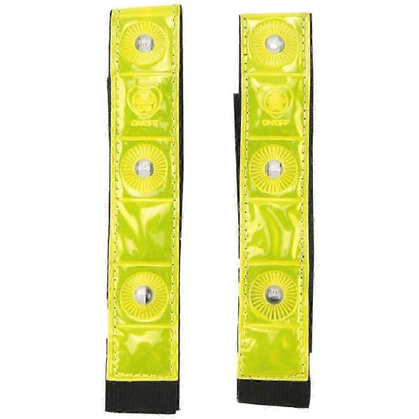 2 x Refleksbånd Arm Ben Stropp Belte 4 LED Lys Sykling Løping Jogging Armbånd