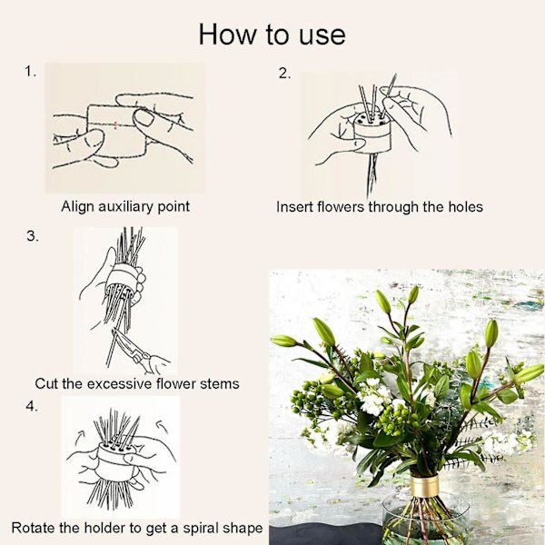 3-pak Spiral Ikebana-stilkholder til blomster - Blomstergitter til vase - Bloom Shaper - Blomsterarrangement-holdertilbehør - Blomsterfrøer til arrangementer Vase large size 3pcs
