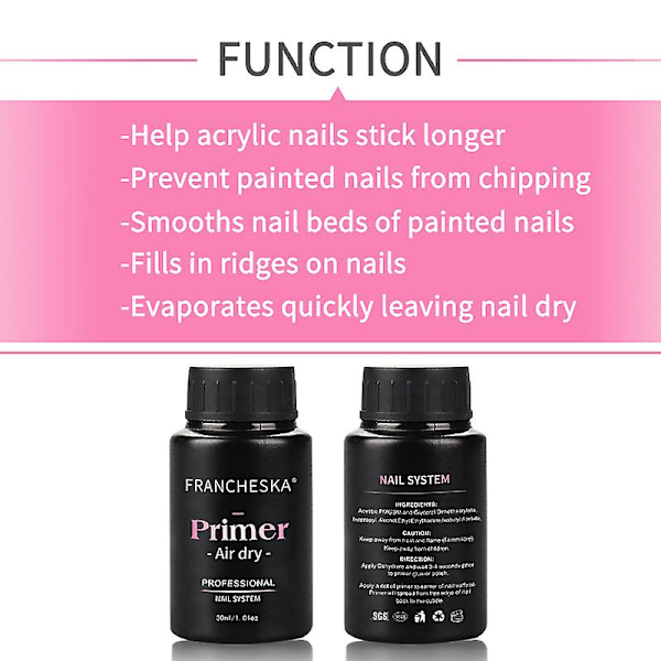 30ml Negleprimer Rask Lufttørking Forberedelse Dehydrator For Negle Soak Off Base Primer Gel Første Negle Gel For Profesjonell Manikyrverktøy