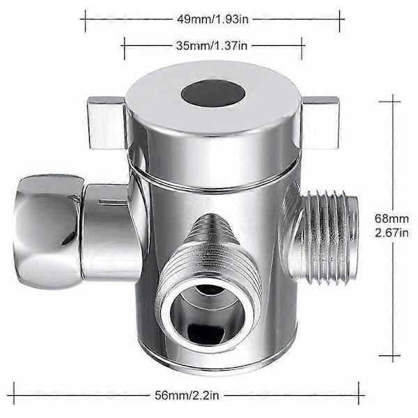 3-veis Diverterventil Tommel Dusjarm Diverter Dusjadapter Dusjsystem Utbyttedel