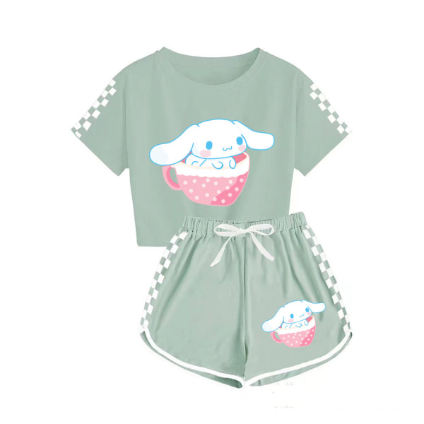Jade Dog Miesten ja Naisten T-paita Shortsit Printed urheilupuku Flower type 2-grey 130cm