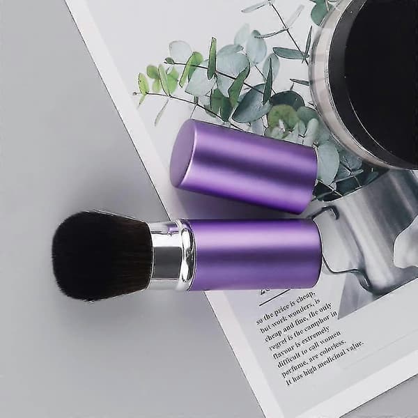2-pack infällbar sminkborste, teleskopisk ansiktsborste, infällbar ansikts-kabuki Purple