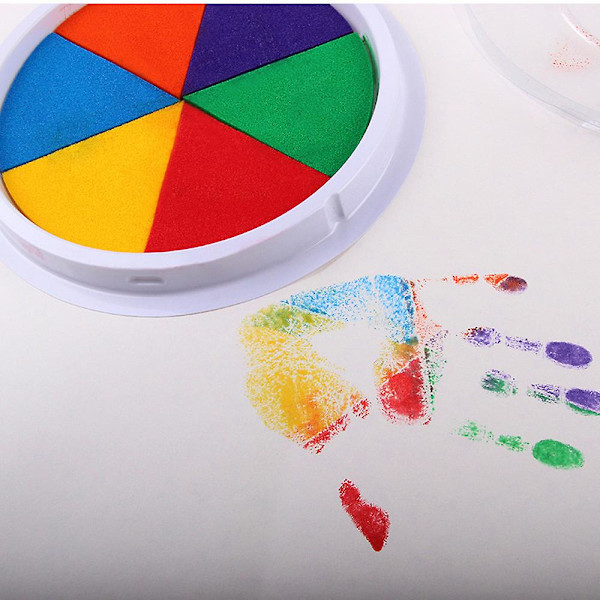 6 Farger DIY Blekkpute Stempel Fingermaling Håndverk Kortlaging Stor Rund For Barn