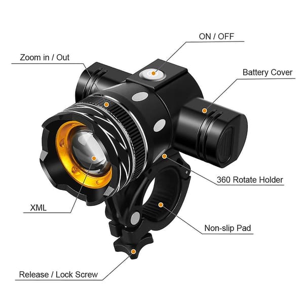 T6 LED MTB-pyörän takavalot ja etuvalot, USB-ladattava headlight*tail light